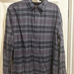 Vince Men's Plaid Button-Down Shirt - Dark Gray and Blue